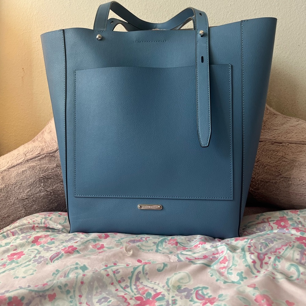 New Rebecca Minkoff Leather Sky Blue Tote Bag
